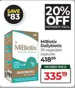 Dis-Chem Mibiotix Dailybiotic-30 Vegetable Capsules offer