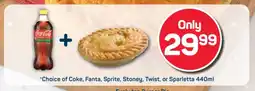 Pick n Pay Choice of Coke, Fanta, Sprite, Stoney, Twist, or Sparletta 440ml + Pie offer