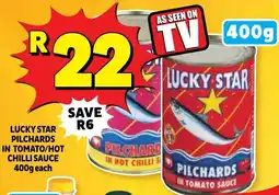 Usave Lucky star pilchards in tomato/ hot chilli sauce offer