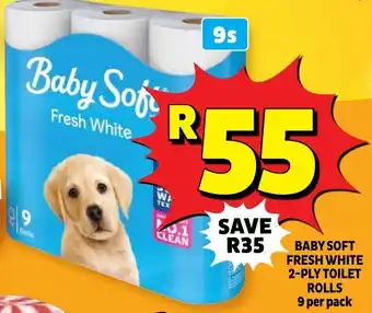 Usave Baby soft fresh white 2-ply toilet rolls offer