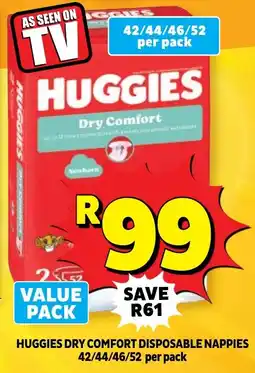 Usave Huggies dry comfort disposable nappies offer