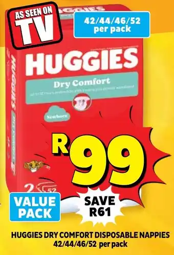 Usave Huggies dry comfort disposable nappies offer