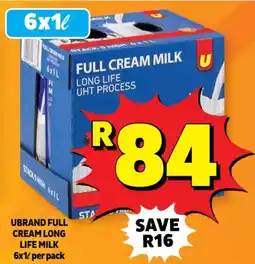 Usave Ubrand full cream long life milk offer