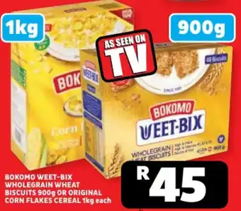 Usave Bokomo weet-bix wholegrain wheat biscuits or original corn flakes cereal offer