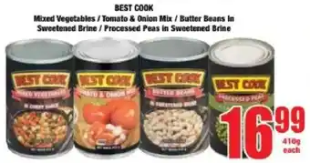 Boxer BEST COOK Mixed Vegetables/ Tomato & Onion Mix/ Butter Beans In Sweetened Brine/ Processed Peas in Sweetened Brine offer