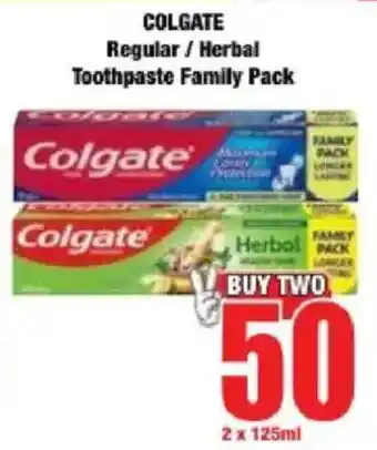 Boxer COLGATE Regular/ Herbal Toothpaste Family Pack offer