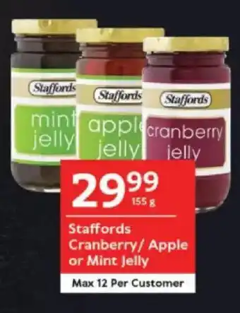 Oxford Freshmarket Staffords Cranberry/ Apple or Mint Jelly offer