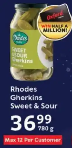 Oxford Freshmarket Rhodes Gherkins Sweet & Sour offer