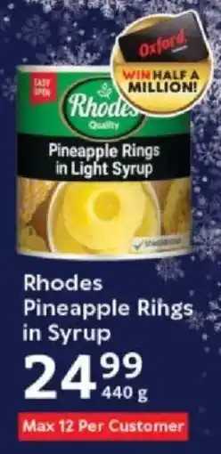 Oxford Freshmarket Rhodes Pineapple Rings in Syrup offer