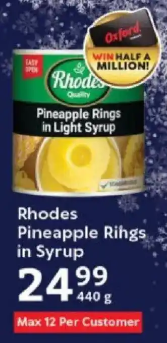 Oxford Freshmarket Rhodes Pineapple Rings in Syrup offer