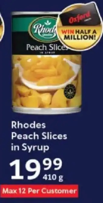 Oxford Freshmarket Rhodes Peach Slices in Syrup offer