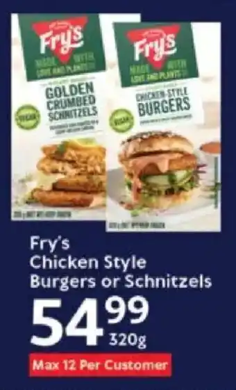 Oxford Freshmarket Fry's Chicken Style Burgers or Schnitzels offer