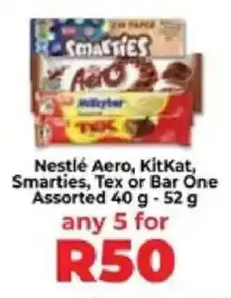 Food Lover's Market Nestlé Aero, KitKat, Smarties, Tex or Bar One Assorted offer
