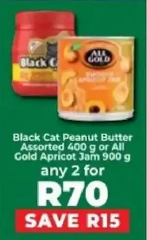 Food Lover's Market Black Cat Peanut Butter Assorted or All Gold Apricot Jam offer