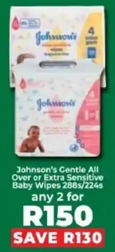 Food Lover's Market Johnson's Gentle All Over or Extra Sensitive Baby Wipes offer