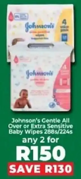 Food Lover's Market Johnson's Gentle All Over or Extra Sensitive Baby Wipes offer