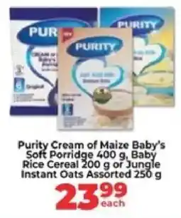 Food Lover's Market Purity Cream of Maize Baby's Soft Porridge, Baby Rice Cereal or Jungle Instant Oats Assorted offer