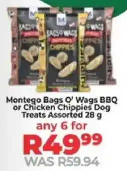 Food Lover's Market Montego Bags O' Wags BBQ or Chicken Chippies Dog Treats Assorted offer