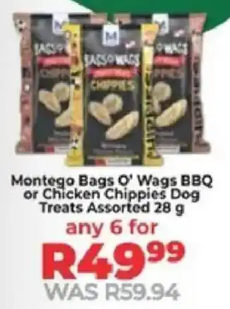Food Lover's Market Montego Bags O' Wags BBQ or Chicken Chippies Dog Treats Assorted offer
