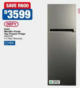 OK Furniture DEFY Satin Metallic-Finish Top-Freezer Fridge offer