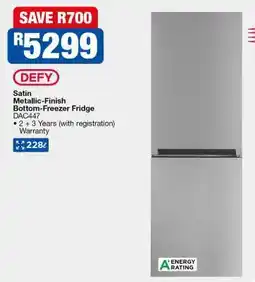OK Furniture Defy Satin Metallic-Finish Bottom-Freezer Fridge DAC447 offer