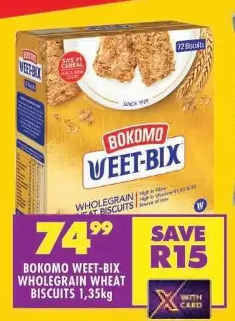 Shoprite BOKOMO WEET-BIX WHOLEGRAIN WHEAT BISCUITS 1.35kg offer