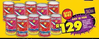 Shoprite LUCKY STAR PILCHARDS IN TOMATO/CHILLI SAUCE 155g offer