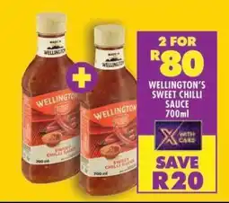 Shoprite WELLINGTON'S SWEET CHILLI SAUCE 700ml offer