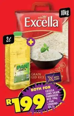 Shoprite Excella Long Grain Parboiled Rice 10kg + Pan Cooking Oil 2L offer