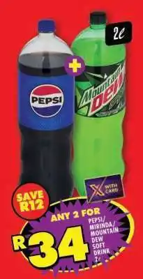 Shoprite PEPSI/MIRINDA/MOUNTAIN DEW SOFT DRINK 2L offer