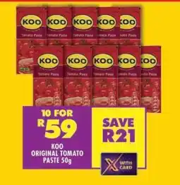 Shoprite KOO ORIGINAL TOMATO PASTE 50g offer