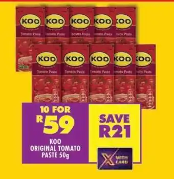 Shoprite KOO ORIGINAL TOMATO PASTE 50g offer