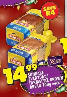 Shoprite SUNBAKE EVERYDAY/FARMSTYLE BROWN BREAD 700g each offer