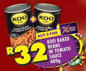 Shoprite Koo Baked Beans in Tomato Sauce 400g offer