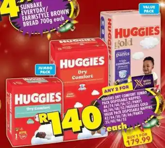 Shoprite Huggies Dry Comfort Jumbo Pack Disposable Nappies offer
