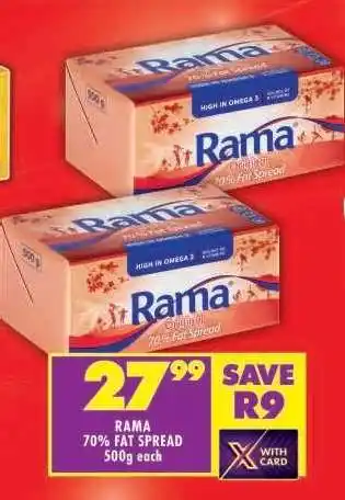 Shoprite RAMA 70% FAT SPREAD 500g each offer