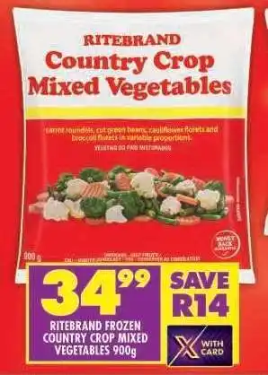 Shoprite RITEBRAND FROZEN COUNTRY CROP MIXED VEGETABLES 900g offer