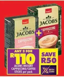 Shoprite Jacobs Instant Cappuccino/Coffee Sticks per pack offer