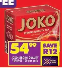 Shoprite JOKO STRONG QUALITY TEABAGS 100 per pack offer