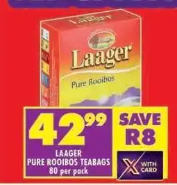 Shoprite LAAGER PURE ROOIBOS TEABAGS 80 per pack offer