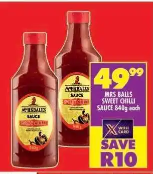 Shoprite MRS BALLS SWEET CHILLI SAUCE 840g offer