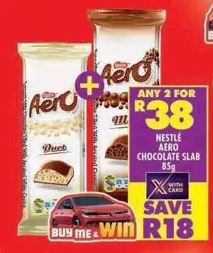 Shoprite NESTLÉ AERO CHOCOLATE SLAB 85g offer