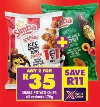 Shoprite SIMBA POTATO CHIPS all variants 120g offer