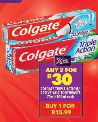Shoprite Colgate Triple Action/Active Salt Toothpaste offer