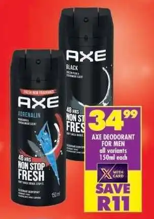 Shoprite Axe Deodorant for Men offer