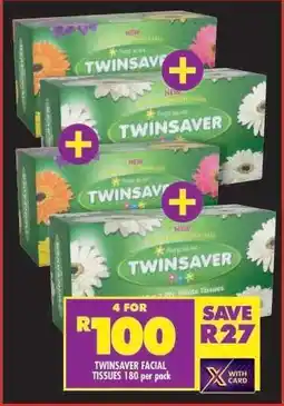 Shoprite TWINSAVER FACIAL TISSUES 180 per pack offer