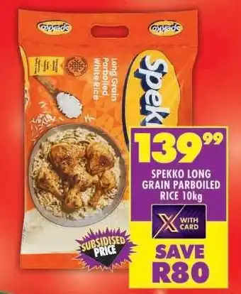 Shoprite Spekko Long Grain Parboiled Rice 10kg offer