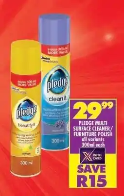 Shoprite Pledge Multi Surface Cleaner/Furniture Polish offer