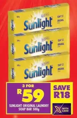 Shoprite SUNLIGHT ORIGINAL LAUNDRY SOAP BAR 500g offer