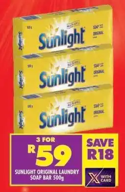 Shoprite SUNLIGHT ORIGINAL LAUNDRY SOAP BAR 500g offer